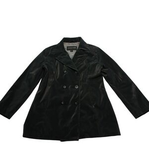 TOWNE by London‎ Fog Black Double Breasted Trench Coat Women's Size S